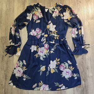Xhilaration Navy Floral Dress‎ Size Medium